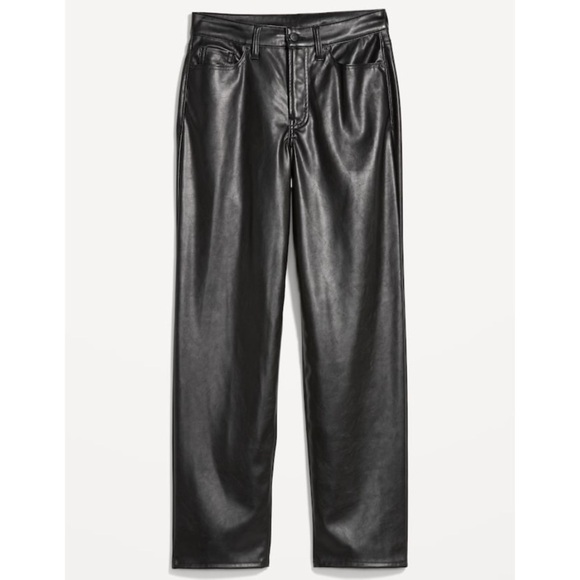 NWT Old Navy High Waisted OG Loose Faux Leather Pants in Black - Picture 5 of 10